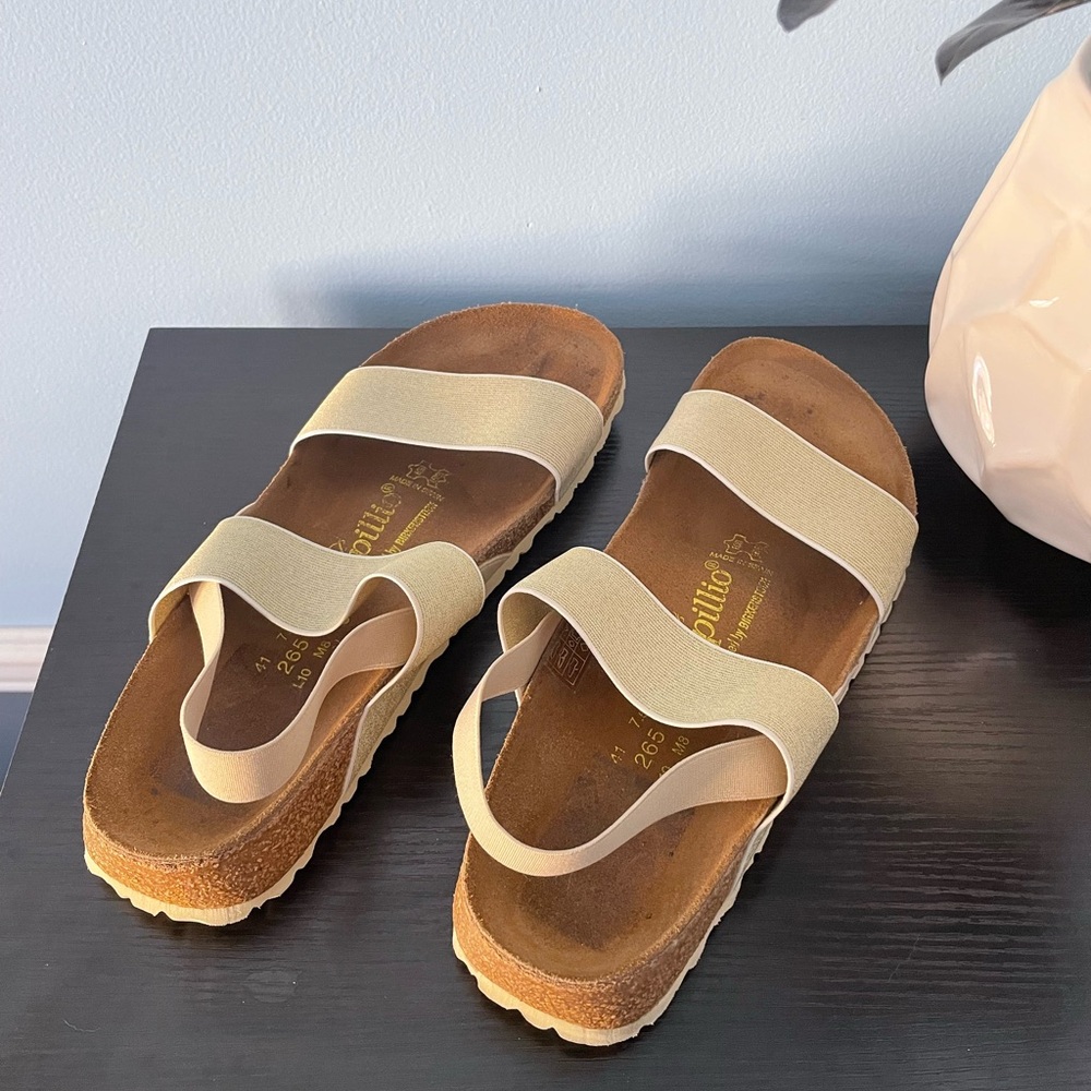 Papillio Women's Sandals in Cream and Gold Metallic